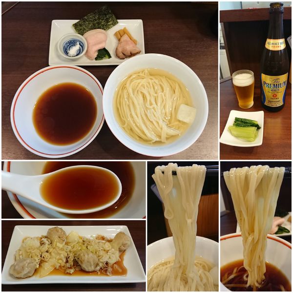 「【限定】冷しつけ麺＋皿ワンタン＋ビール」@とものもとの写真