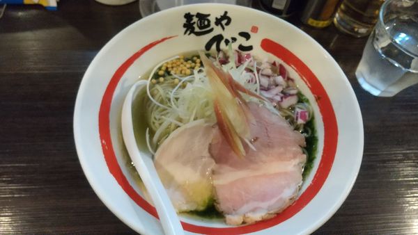 「冷やしらーめん（生海苔とエソ煮干しのそば）1050円」@麺や でこの写真