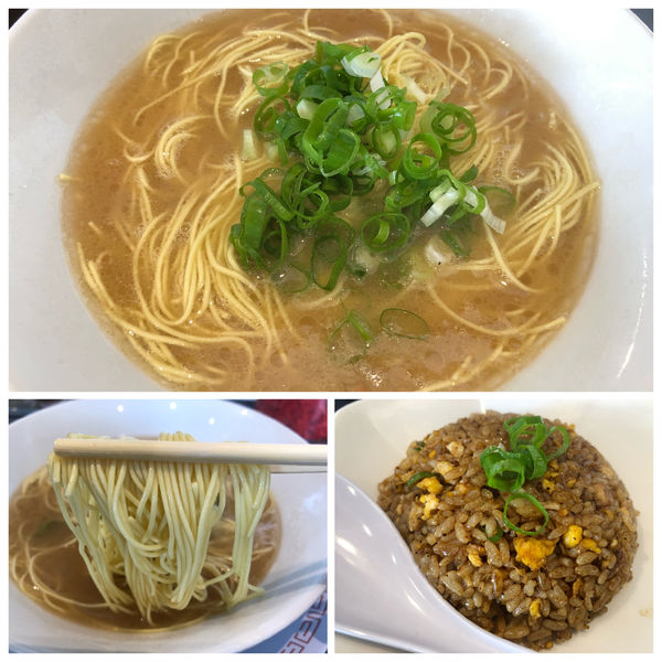 「朝ラーメン(カタメ) 500+半チャーハン 350円」@博多らーめん ひまわりの写真