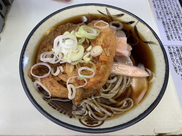 「天ぷらそば390+新生姜110=500円」@きそばの写真