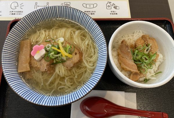 「平日セット¥1000 鯛塩そば+チャーシュー丼」@鯛塩そば 灯花 木更津アウトレット店の写真