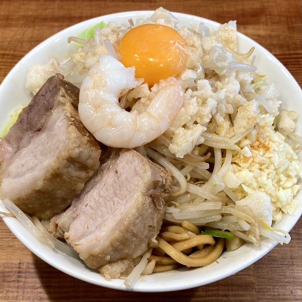 「エビ郎汁なし（ニンニク普通、野菜マシ、油マシ、カラメ普通）」@えびくらぶの写真