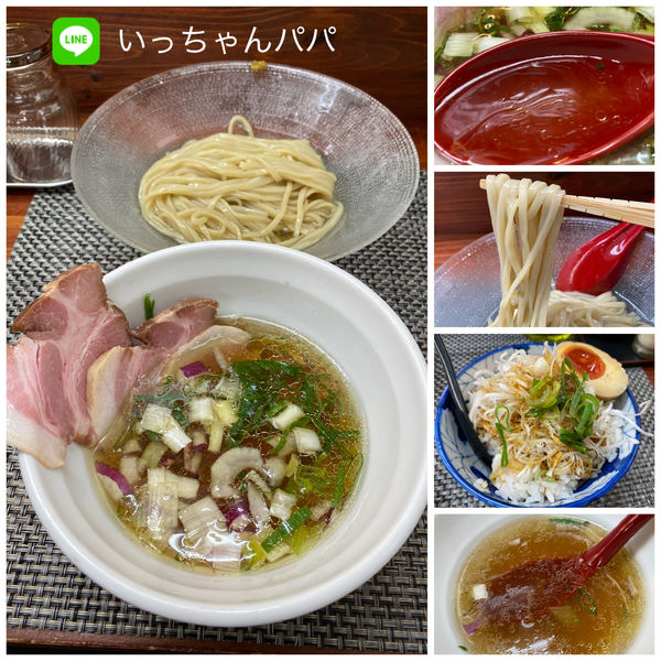 「限定B）冷やし鯵煮干し塩 昆布水つけ麺 900円他」@麺や 睡蓮の写真