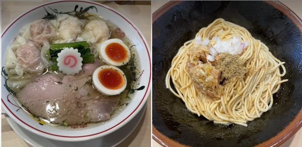 「全部入り山椒ワンタン麺、味付き替え玉」@つけめん金龍の写真