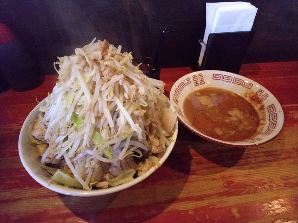 「小つけ麺 エビ味豚入り」@ラーメン二郎 会津若松駅前店の写真