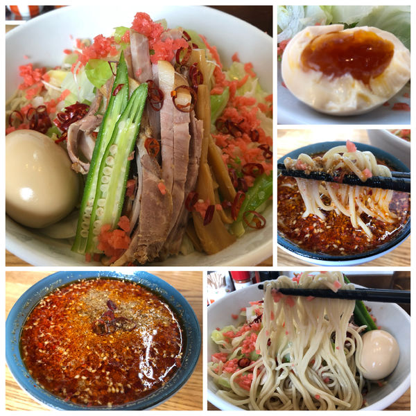 「【期間限定】冷やし辛つけそば（辛め）960円」@中華そば専門 とんちぼの写真