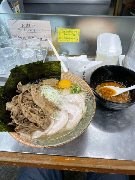 「鮟鱇出汁悪いつけ＋悪い肉」@覆麺 智の写真
