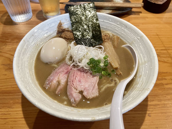 「アサヒスーパードライ→味玉濃厚魚介らぁ麺＋辛味＋チャーシュ盛」@KEN軒の写真