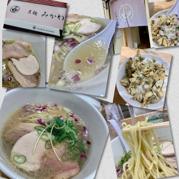 「中華そば(塩）850円＋あさりのしぐれ煮ご飯」@貝麺みかわの写真