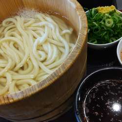 釜揚げうどん得盛り250円（毎月1日