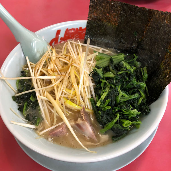 「塩ラーメン＋白髪ネギ＋ほうれん草」@ラーメン山岡家 つくば中央店の写真
