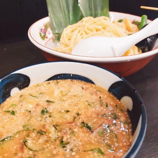 「すったてつけ麺胡瓜普通茗荷大葉増し飯割」@メンショップ アキラの写真