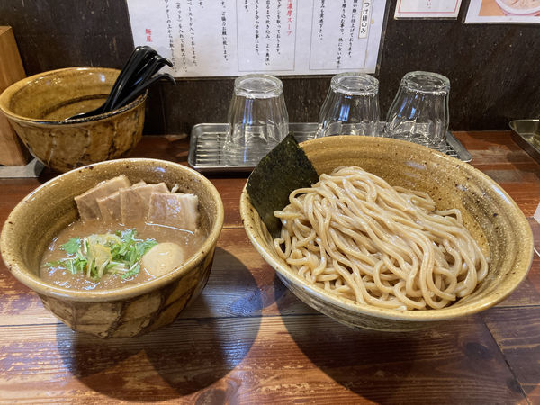 「味玉・肉入りベジポタつけ麺」@麺屋 えん寺の写真