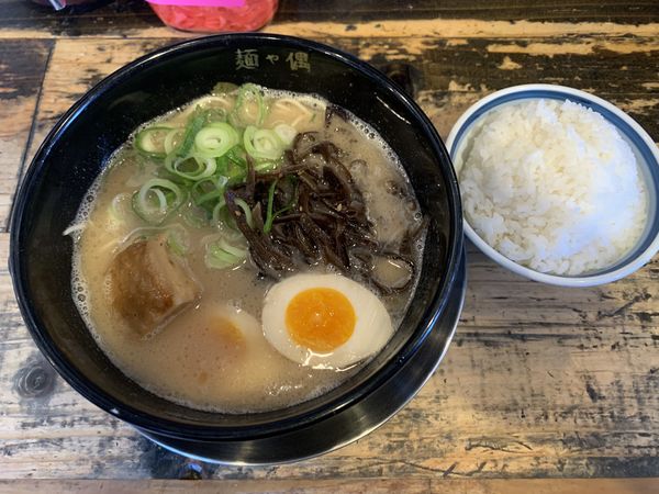 「玉子もとなり860+ごはん120=980円」@麺や偶 もとなり 銘苅店の写真