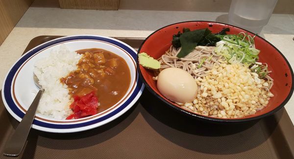 「冷し味玉そばミニカレーセット」@名代 富士そば 秋葉原電気街店の写真