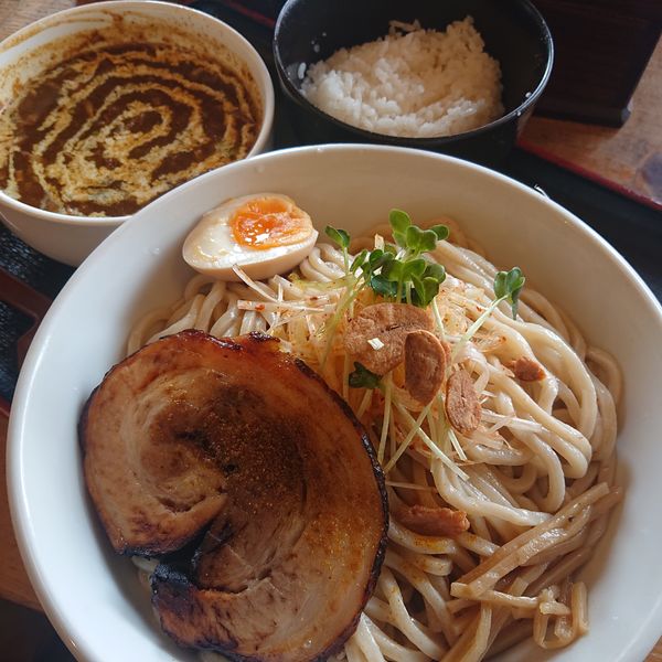 「カレーつけ麺大盛970円、小ライス50円」@和風らーめん 凪の写真