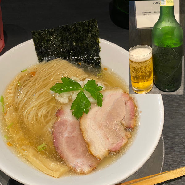 「塩 中華そば＋ビンビール（ハートランド）」@つけ麺 中華そば アンタイNOODLESの写真