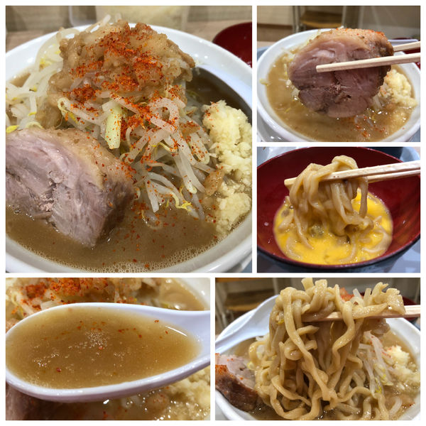「ラーメン 780円 200g ヤサイアブラ普通 生卵50円」@ラーメン 中毒 東向島店の写真