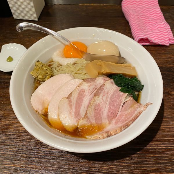 「［期間限定］特製カツオ出汁の山かけ冷やし麺」@貝出汁 中華そば 竹祥の写真