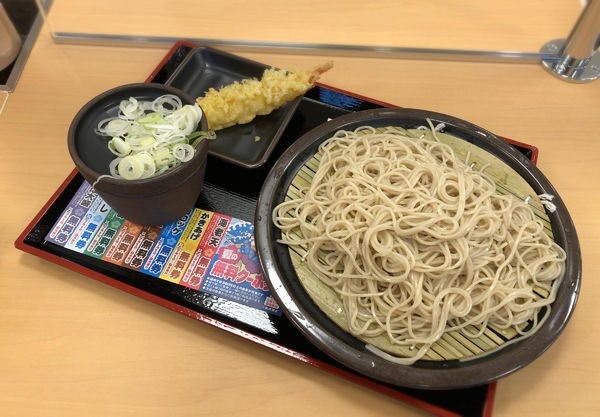 「もりそば(360円)+海老天(クーポン)」@ゆで太郎 篠崎店の写真