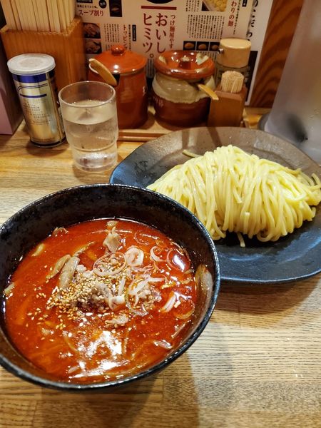 「辛味みそつけ麺中盛り　辛さMAX」@つけ麺屋 やすべえ 池袋店の写真