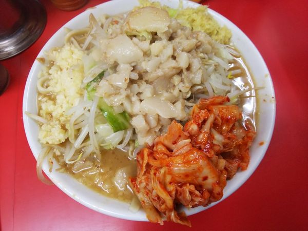 「小ラーメン（ニンニクアブラ）＋キムチ＋生姜　790＋100円」@ラーメン二郎 仙台店の写真