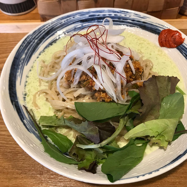 「鶏飯醬と枝豆のスープのまぜそば」@中華蕎麦 はざまの写真