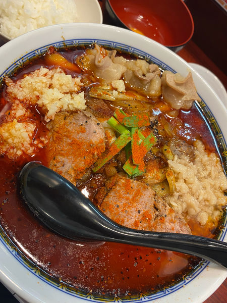 「特製辛スタミナセット」@中華そば たた味の写真