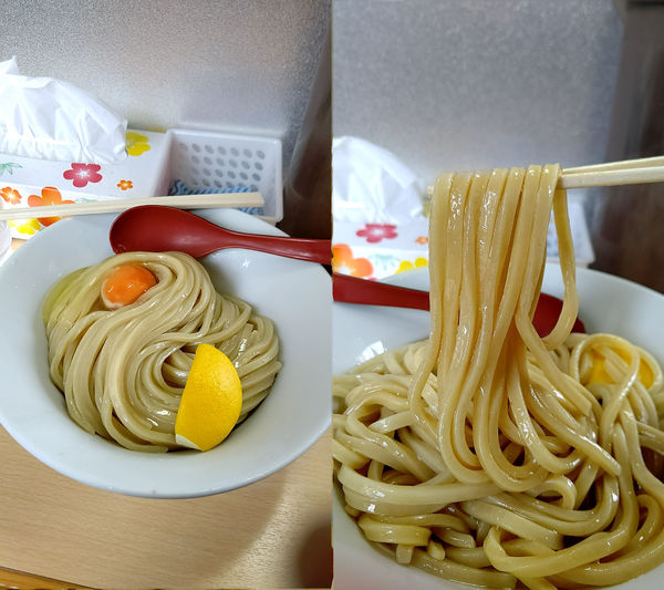 「『TKM(¥730)』を麺量350㌘&レモンで…」@中華そば つけ麺 村岡屋の写真