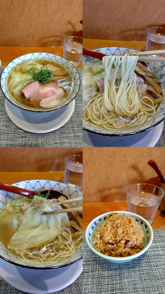 「『塩煮干わんたん中華そば+焼豚ご飯(¥970+100)』」@柴崎亭の写真