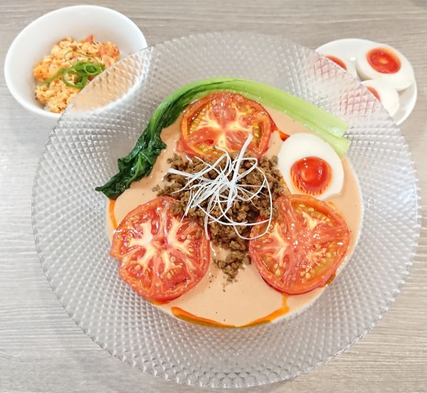 「【限定】焼きトマト冷やし担々麺＋味玉」@中華そば 和渦 TOKYOの写真