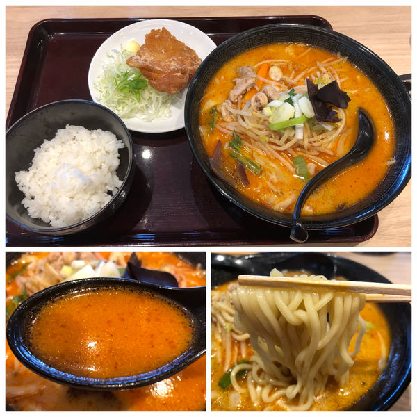 「濃厚麻辣タンメン(野菜増し)880円＋唐揚げセット220円」@埼玉タンメン 山田太郎 所沢本店の写真