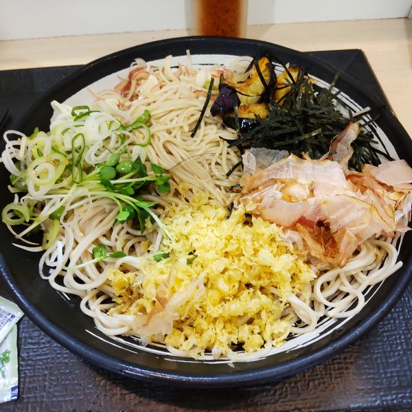 「【季節限定】冷し薬味そば（￥80）＋そば大盛（クーポン）※」@ゆで太郎 流通センター駅前店の写真