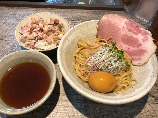 「つけ麺(並) + 味玉 + チャーシューごはん」@麺食堂 くにをの写真
