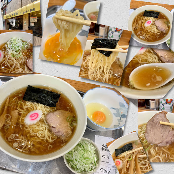 「中華麺（小盛）750円＋ねぎ＋生卵」@大勝軒 昭島店の写真