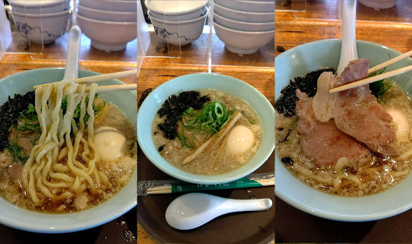 「『特製背脂中華そば(¥1050)』を大盛&太ちぢれ麺で…」@麺と酒 アクビの写真