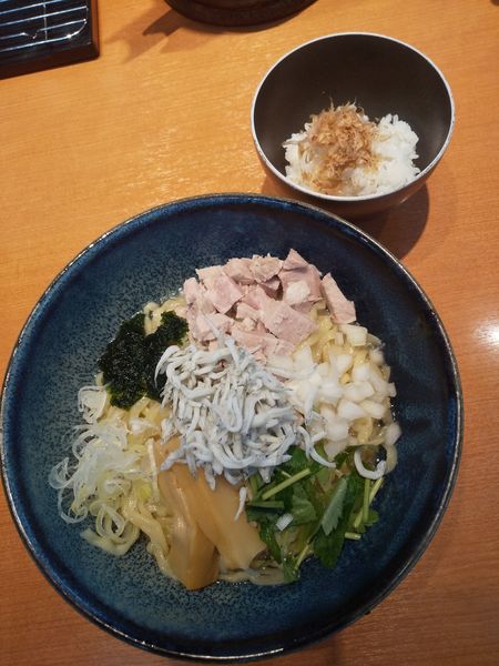 「【夏期不定期】(冷し)しらすと生のりの山葵和えそば900円」@㐂九八 ～garage～の写真