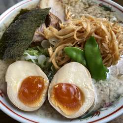 あごだしラーメン小　太麺　メンマ＋味玉　餃子ハーフ