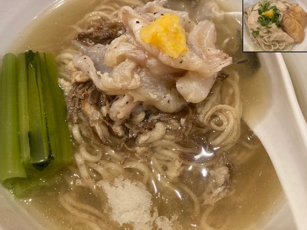 「[限定]冷やし河豚らーめん＋真鯛白子ソースの和え玉」@真鯛らーめん 麺魚の写真