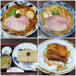 味玉中華そば+塩そば+つけそば+角煮飯