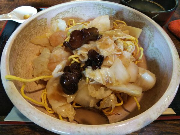 「五目カタヤキそば　※スープ付き　※クーポンで５００円」@中華料理 梦の写真