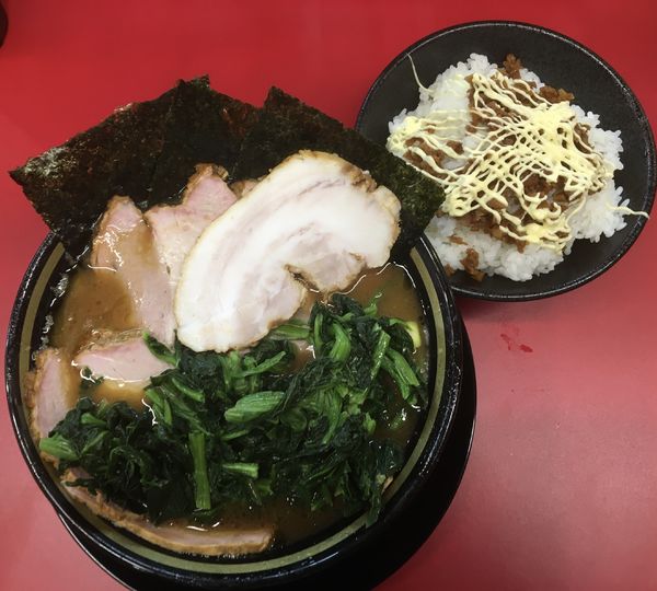 「チャーシューメン+バラ+青菜+ライス(大盛)」@IEKEI_TOKYO 王道家直系の写真