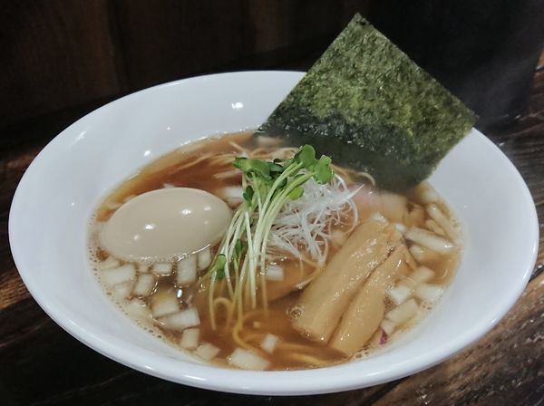 「【限定】鶏淡麗煮干しそば＋味玉」@麺や 空と大地の写真