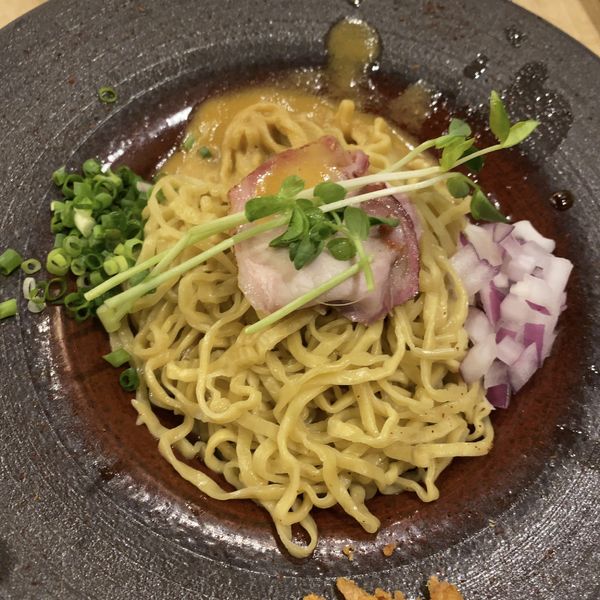 「替玉：茸のジュノベーゼ 鮟肝のソース350円」@論露に不二の写真