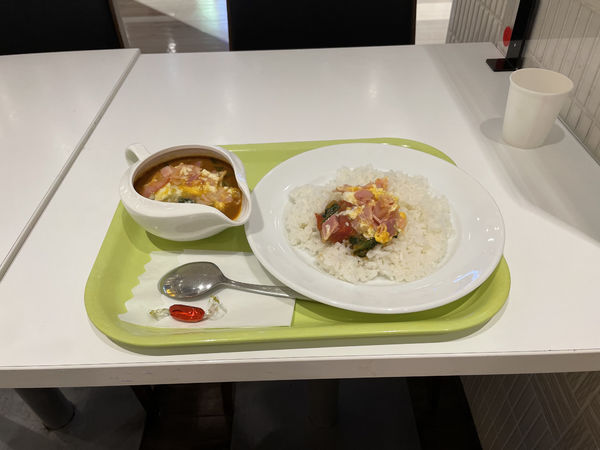 「ポパイカレー 910円＋ベーコン 200円＋３ホット 20円」@インド式カレー 夢民の写真
