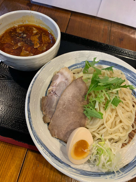 「辛辛油かすつけ麺＋特製トッピング」@実咲庵の写真