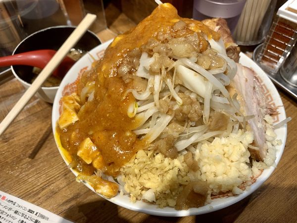 「フュージョン＋別皿アブラ＋肉1枚」@火の豚 人形町駅前店の写真