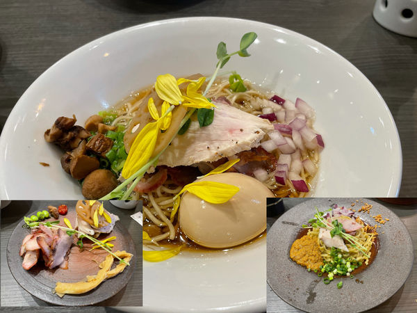 「松茸と水(特製盛り)1330円、赤雲丹のソース替え玉400円」@論露に不二の写真