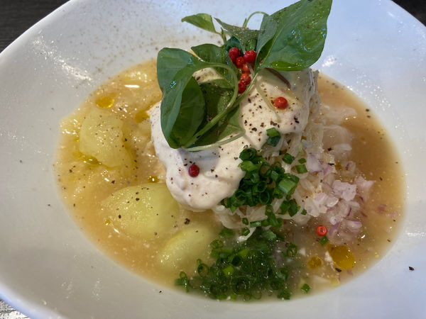 「生ホタテとメロンの冷製(生ハムホイップ添え)」@弘明寺丿貫の写真