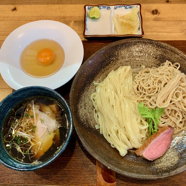 つけ麺+出汁卵(+わんたん入り塩らぁ麺)